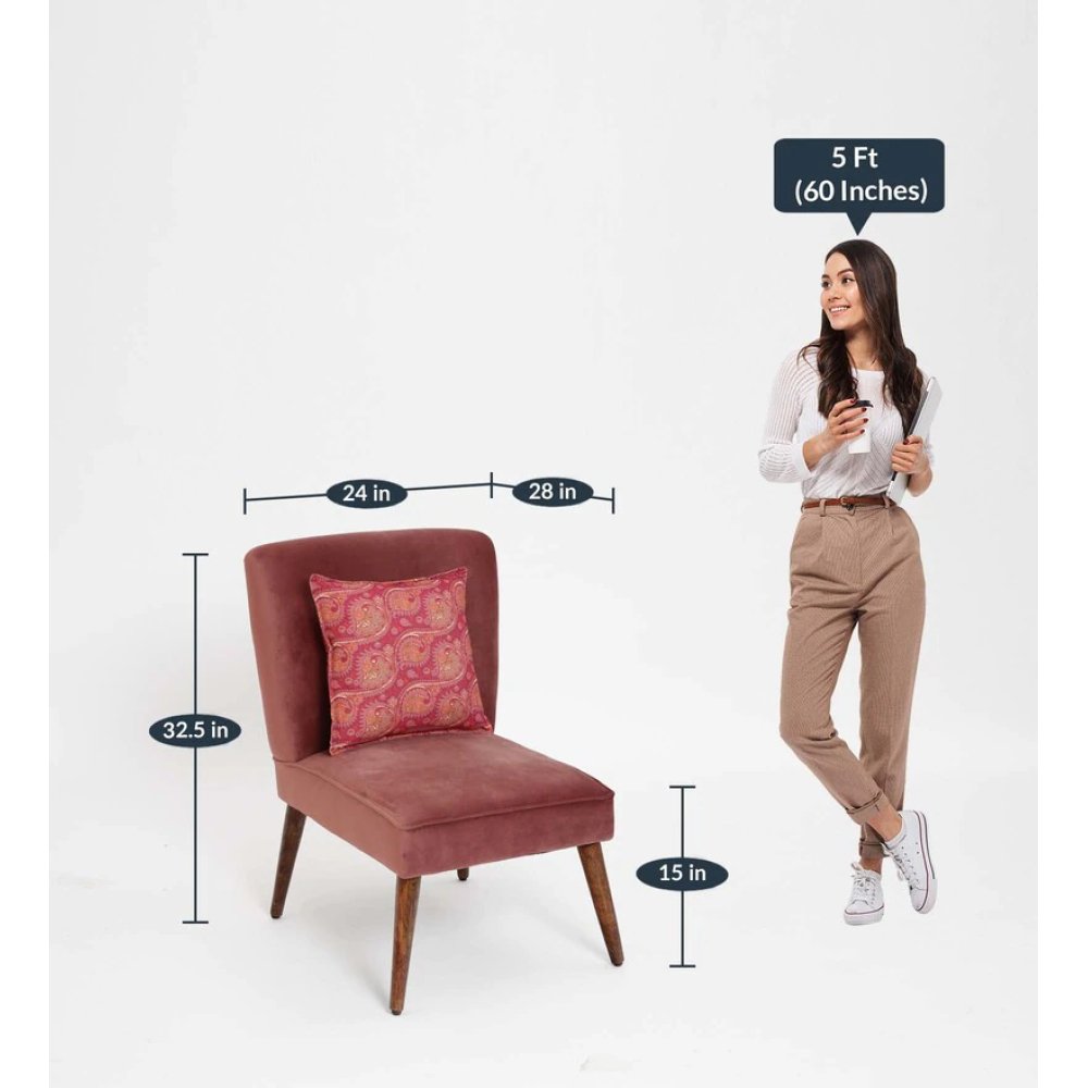 Adalira Velvet Slipper Chair In Blush Color image