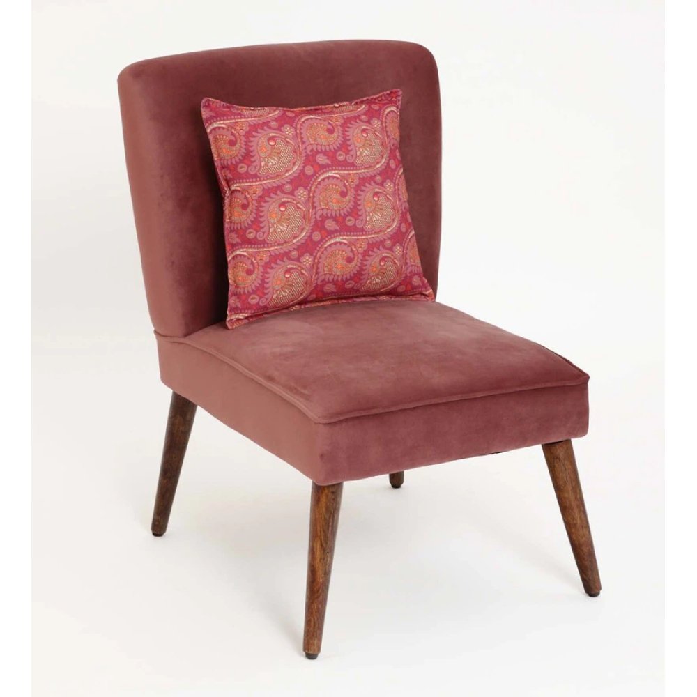 Adalira Velvet Slipper Chair In Blush Color image