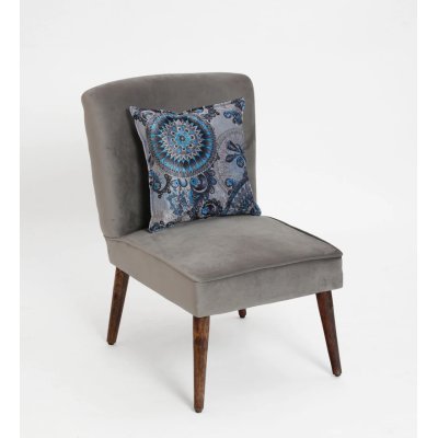 Adalira Velvet Slipper Chair In Grey Color image