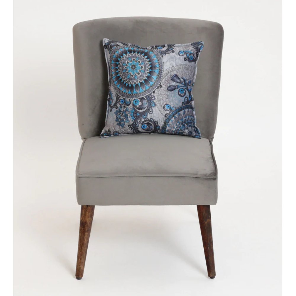 Adalira Velvet Slipper Chair In Grey Color image