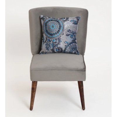 Adalira Velvet Slipper Chair In Grey Color image