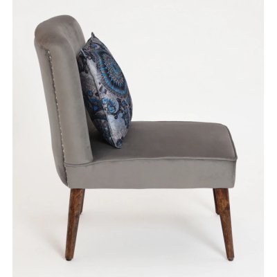 Adalira Velvet Slipper Chair In Grey Color image