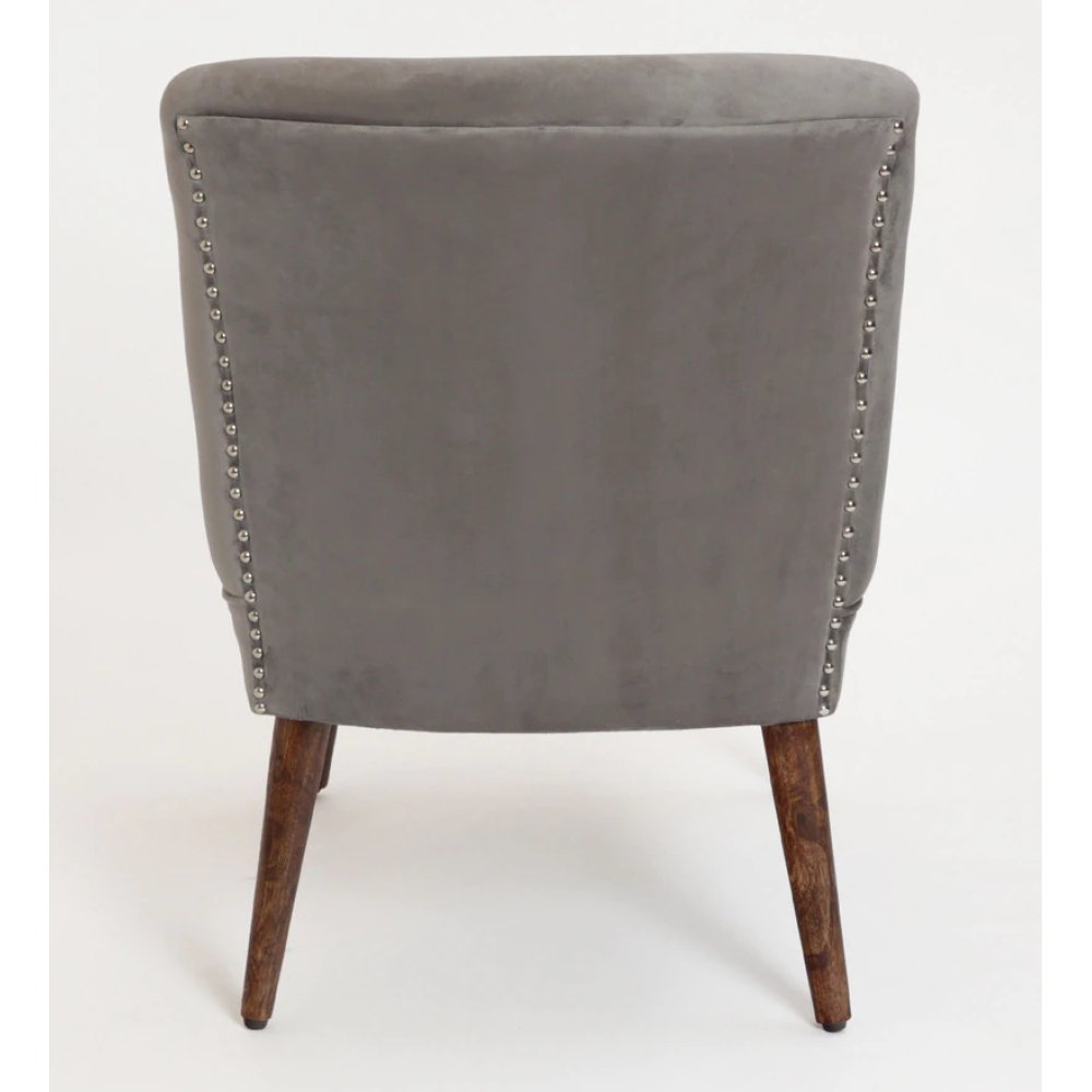 Adalira Velvet Slipper Chair In Grey Color image