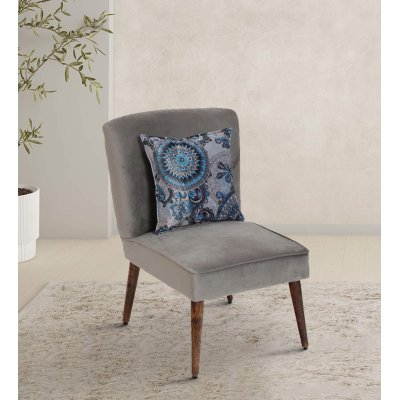 Adalira Velvet Slipper Chair In Grey Color