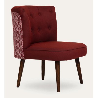 Milano Fabric Slipper Chair in Dark Red Color with Foot Stool image