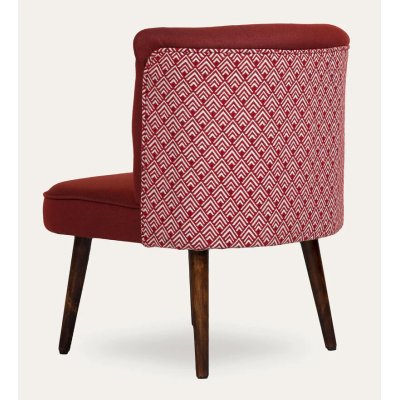 Milano Fabric Slipper Chair in Dark Red Color with Foot Stool image