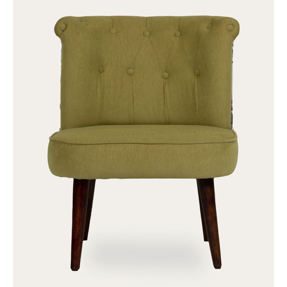 Milano Fabric Slipper Chair in Light Green Color with Foot Stool image