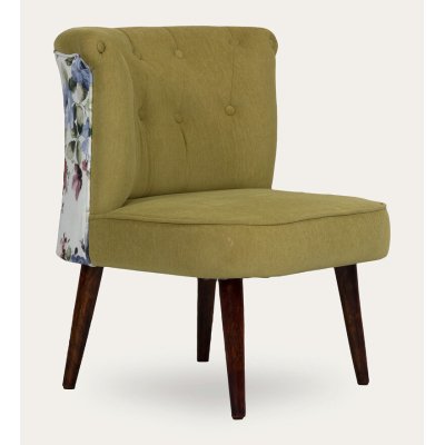 Milano Fabric Slipper Chair in Light Green Color with Foot Stool image