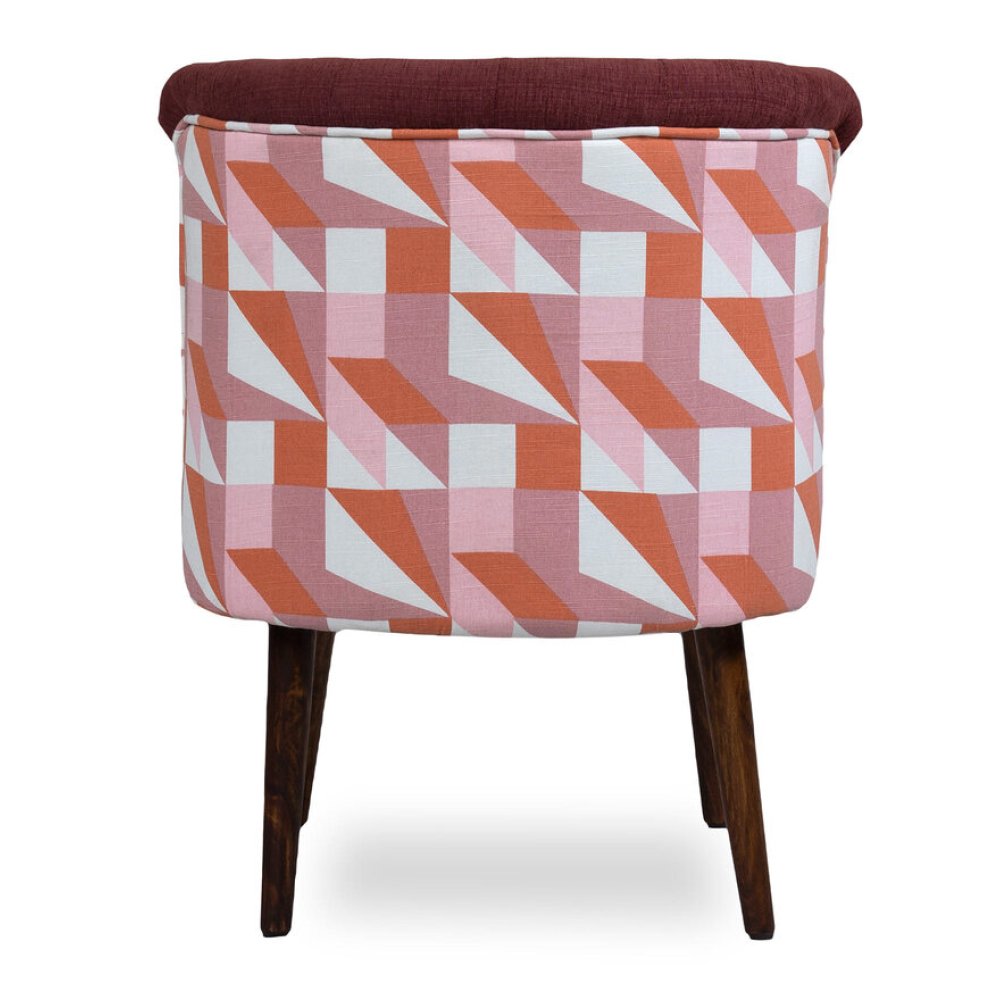Milano Fabric Slipper Chair in Maroon Color with Foot Stool image
