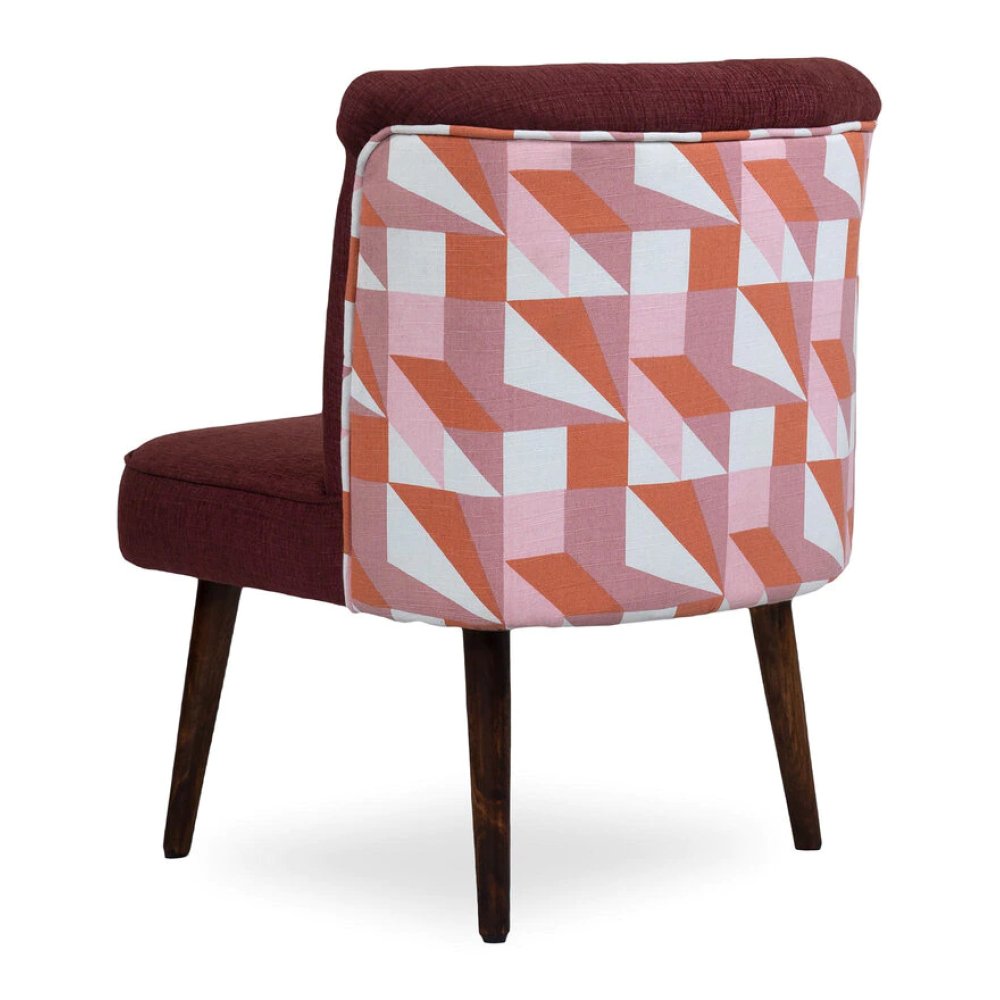 Milano Fabric Slipper Chair in Maroon Color with Foot Stool image