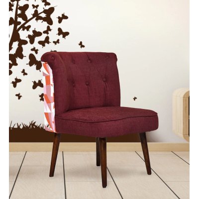 Milano Fabric Slipper Chair in Maroon Color with Foot Stool