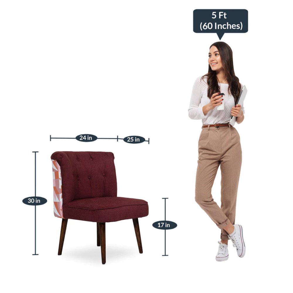 Milano Fabric Slipper Chair in Maroon Color with Foot Stool image