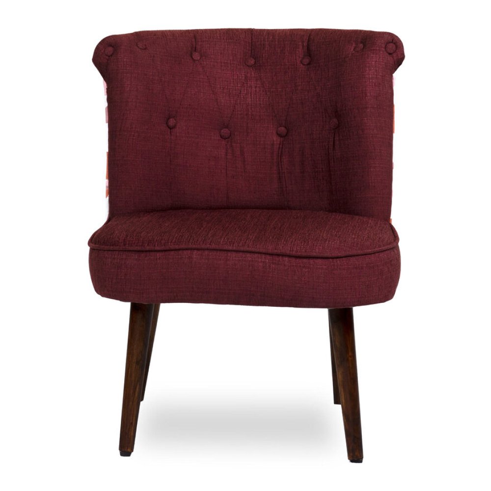Milano Fabric Slipper Chair in Maroon Color with Foot Stool image