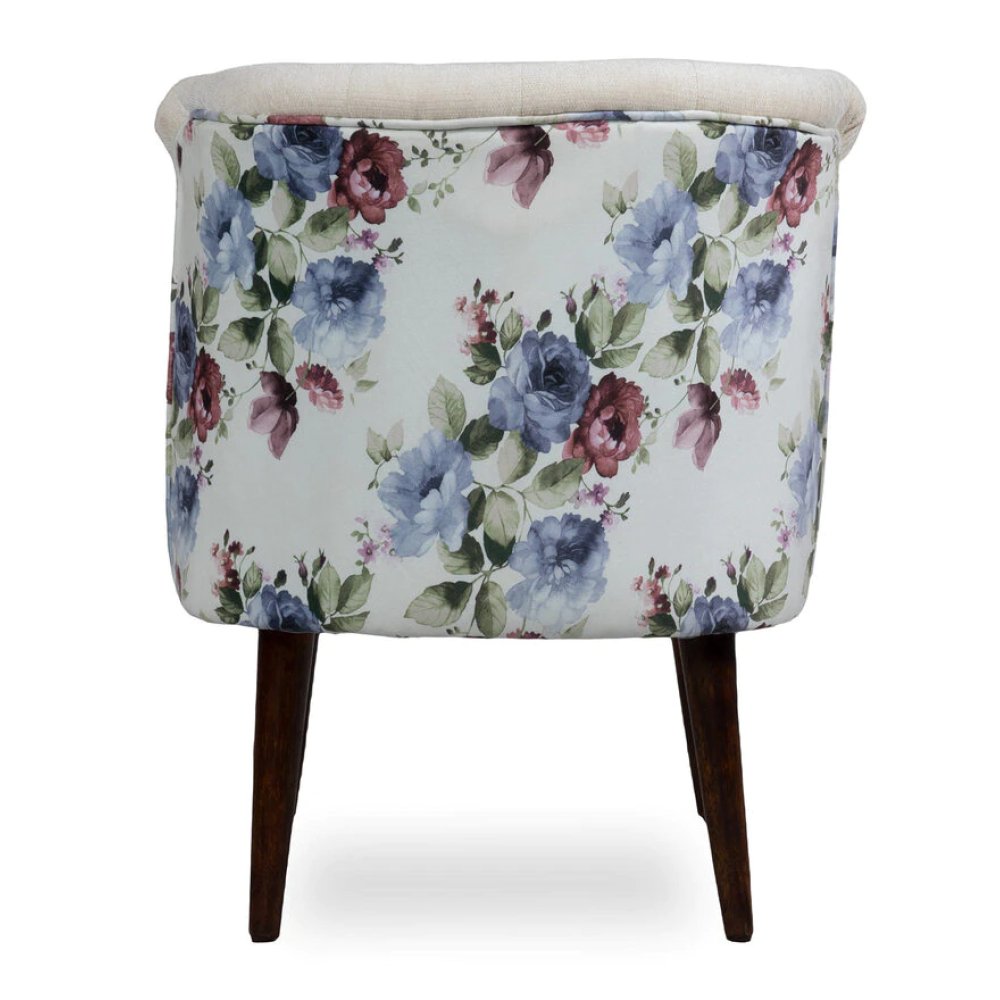 Milano Fabric Slipper Chair in White Color with Foot Stool image