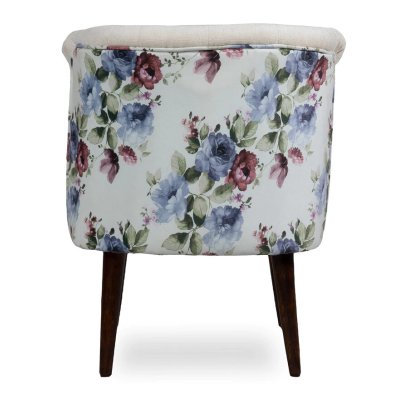 Milano Fabric Slipper Chair in White Color with Foot Stool image