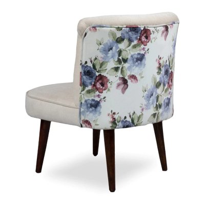 Milano Fabric Slipper Chair in White Color with Foot Stool image