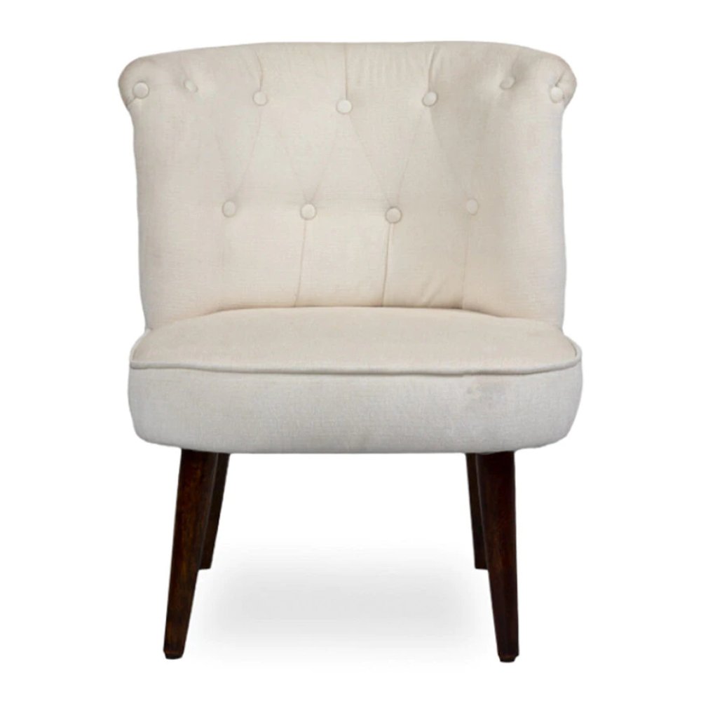 Milano Fabric Slipper Chair in White Color with Foot Stool image