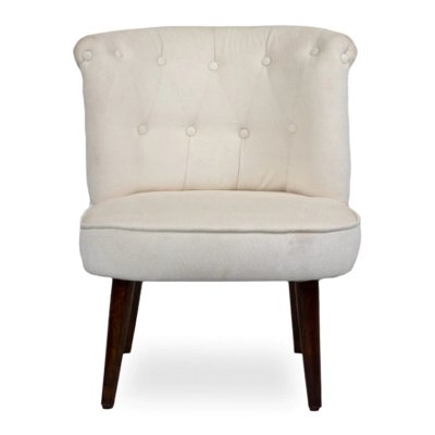 Milano Fabric Slipper Chair in White Color with Foot Stool image