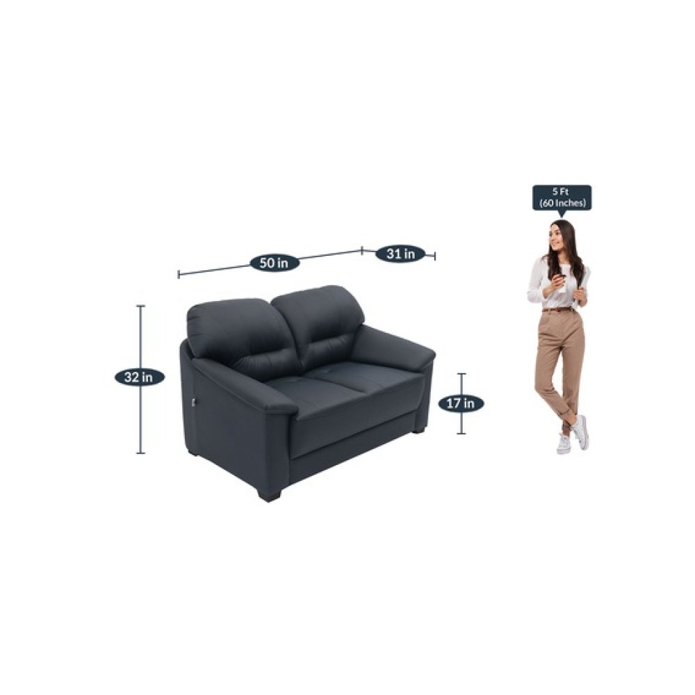 Croma Leatherette 2 Seater Sofa in Dark Blue Color image