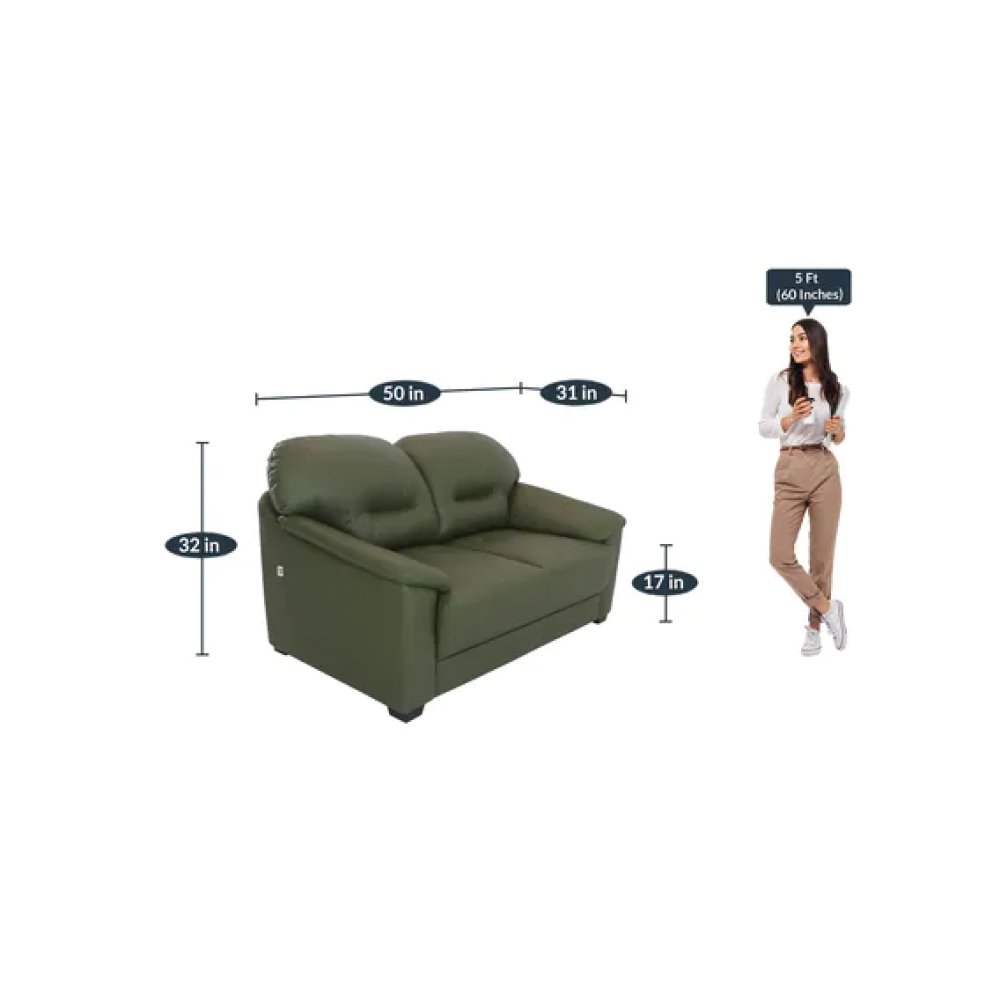 Croma Leatherette 2 Seater Sofa in Olive Green Color image