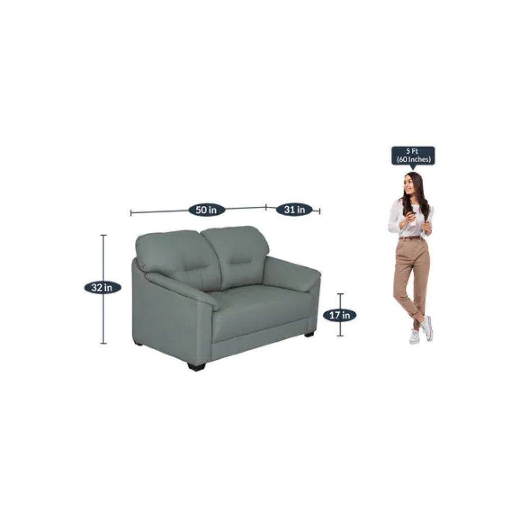Croma Leatherette 2 Seater Sofa in Grey Color image