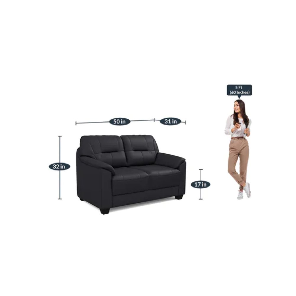Croma Leatherette 2 Seater Sofa in Black Color image