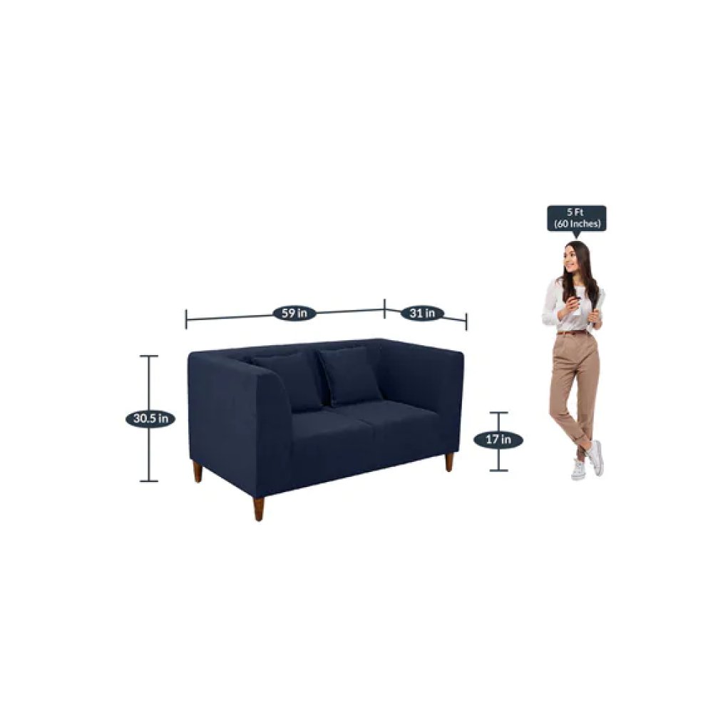 Armando Fabric 2 Seater Sofa In Navy Blue Color image