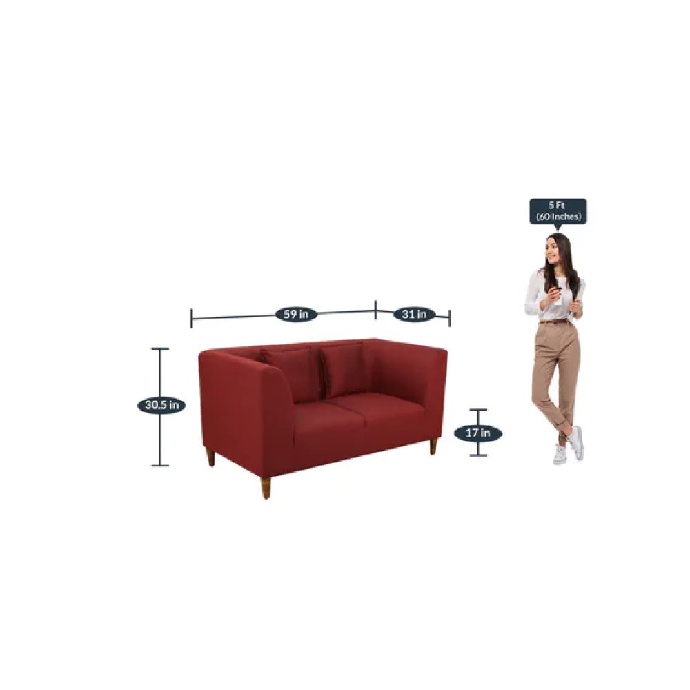 Armando Fabric 2 Seater Sofa In Garnet Red Color image