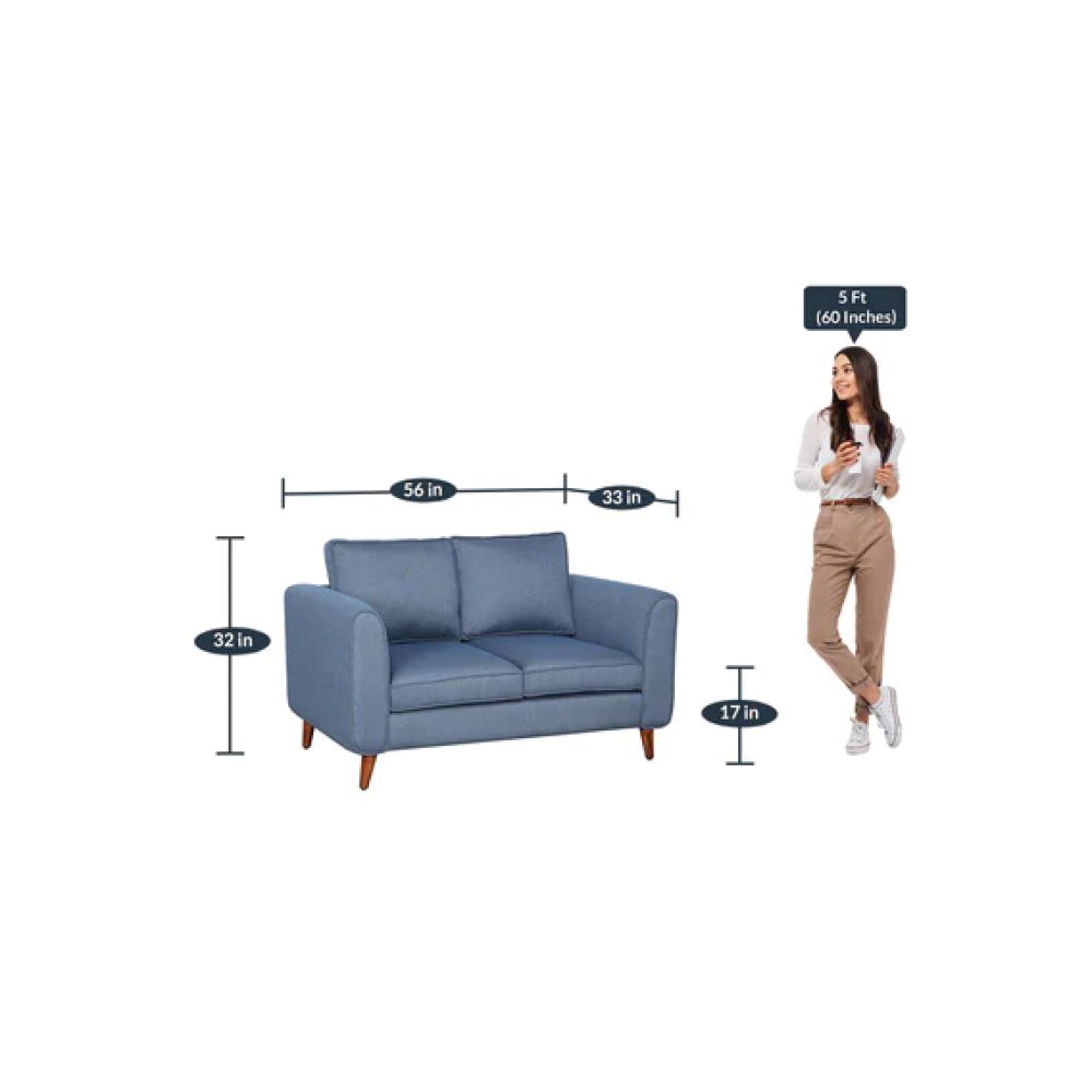 Valerie Fabric 2 Seater Sofa In Blue Color image