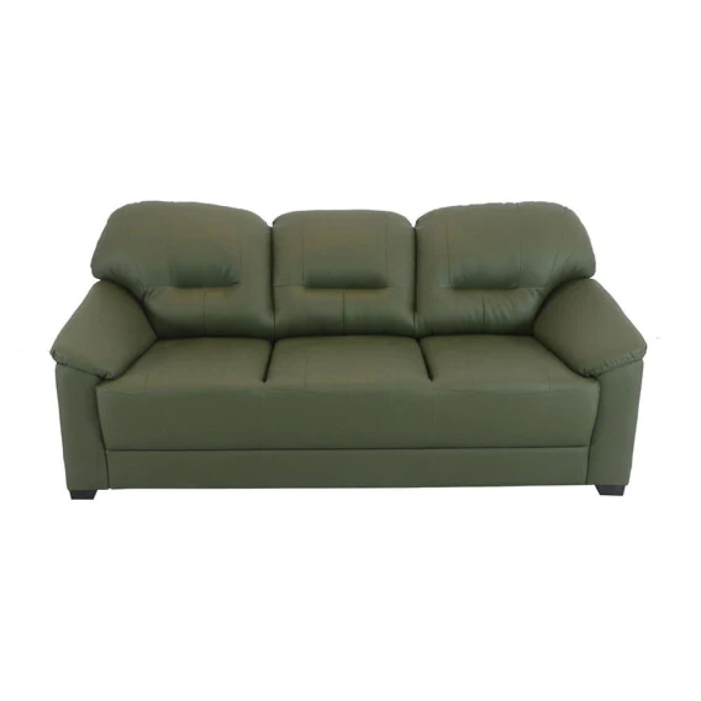 Croma Leatherette 3 Seater Sofa in Olive Green Color image