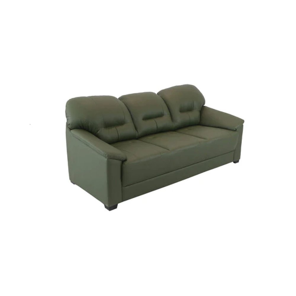 Croma Leatherette 3 Seater Sofa in Olive Green Color image