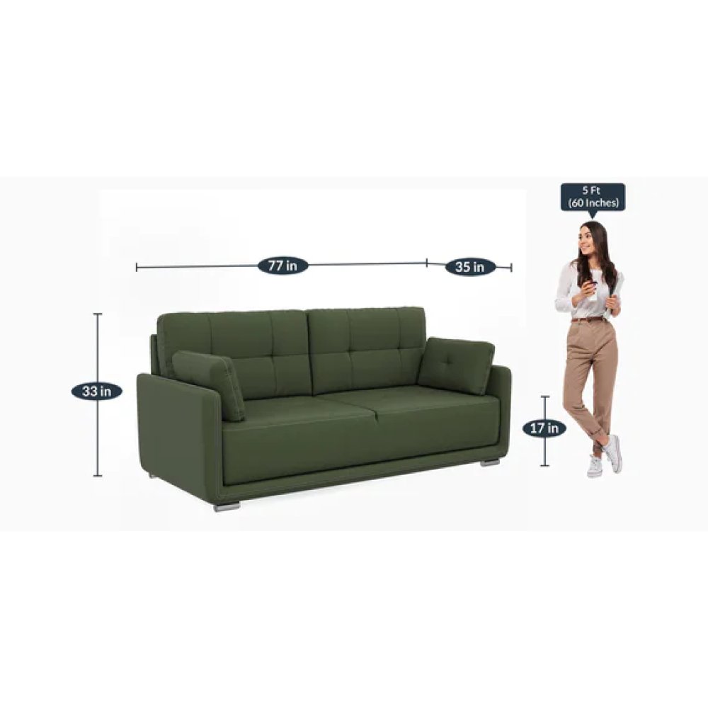 Cedar Leatherette 3 Seater Sofa in Olive Color image