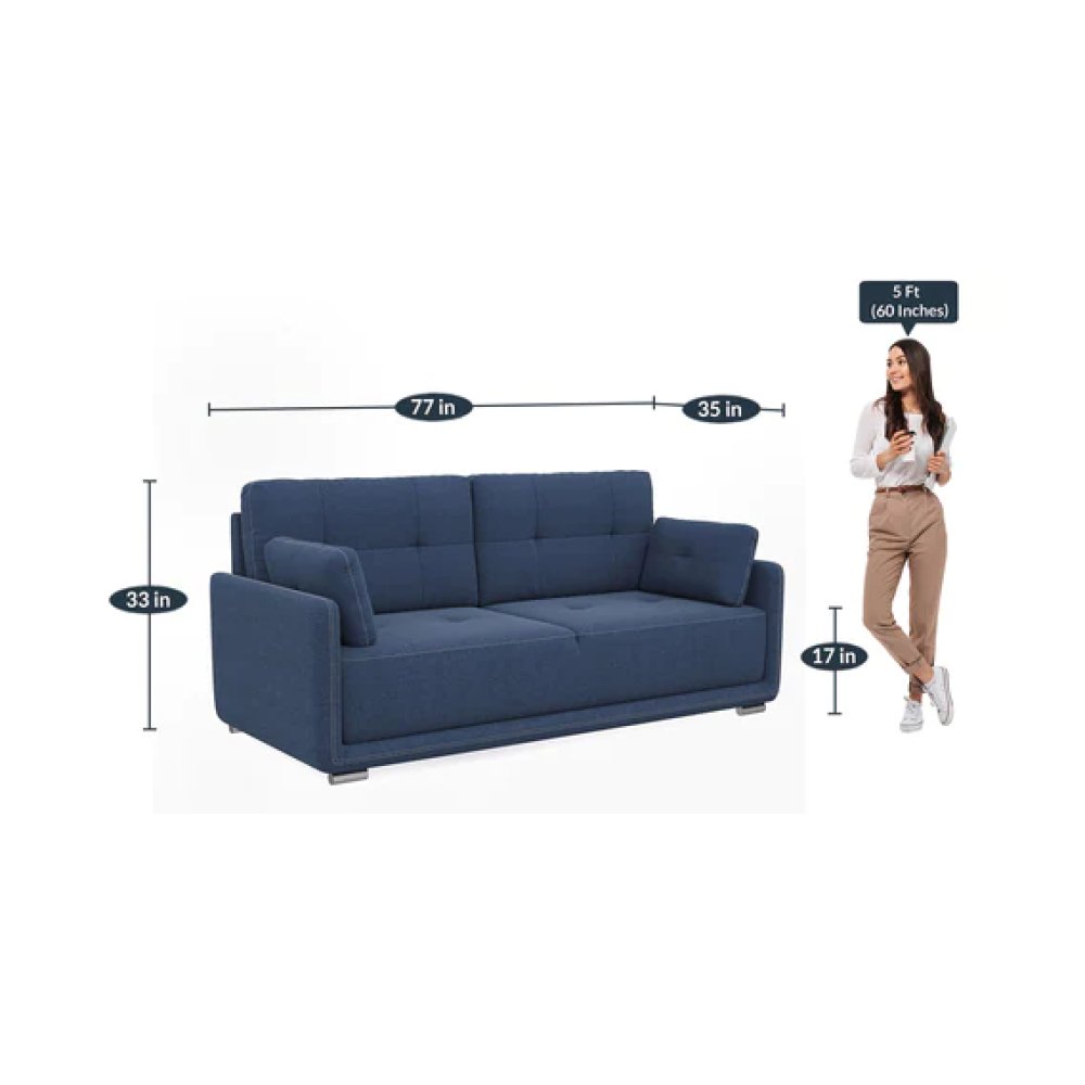 Cedar Fabric 3 Seater Sofa in Blue Color image