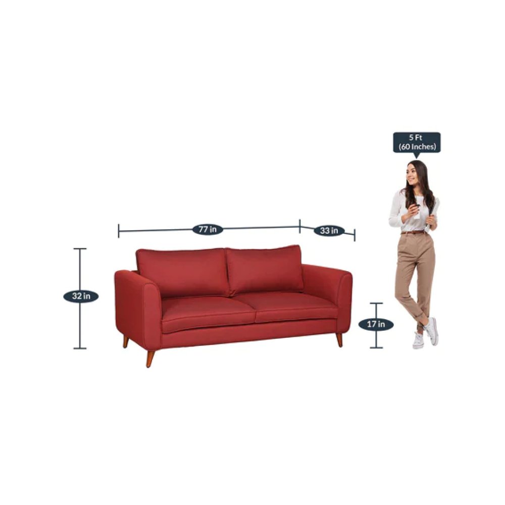 Valerie Fabric 3 Seater Sofa In Garnet Red Color image