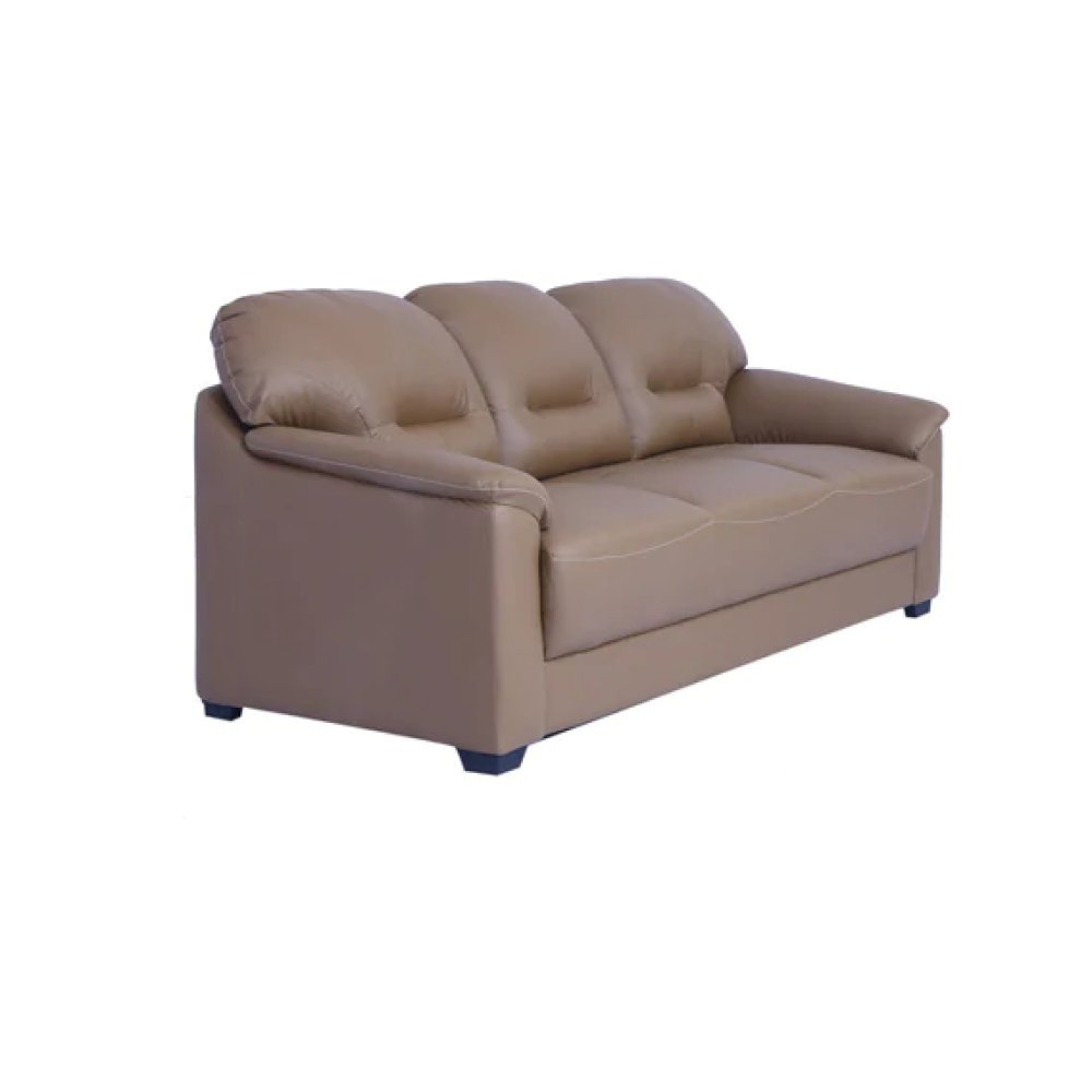 Croma Leatherette 3 Seater Sofa in Tan Brown Color image