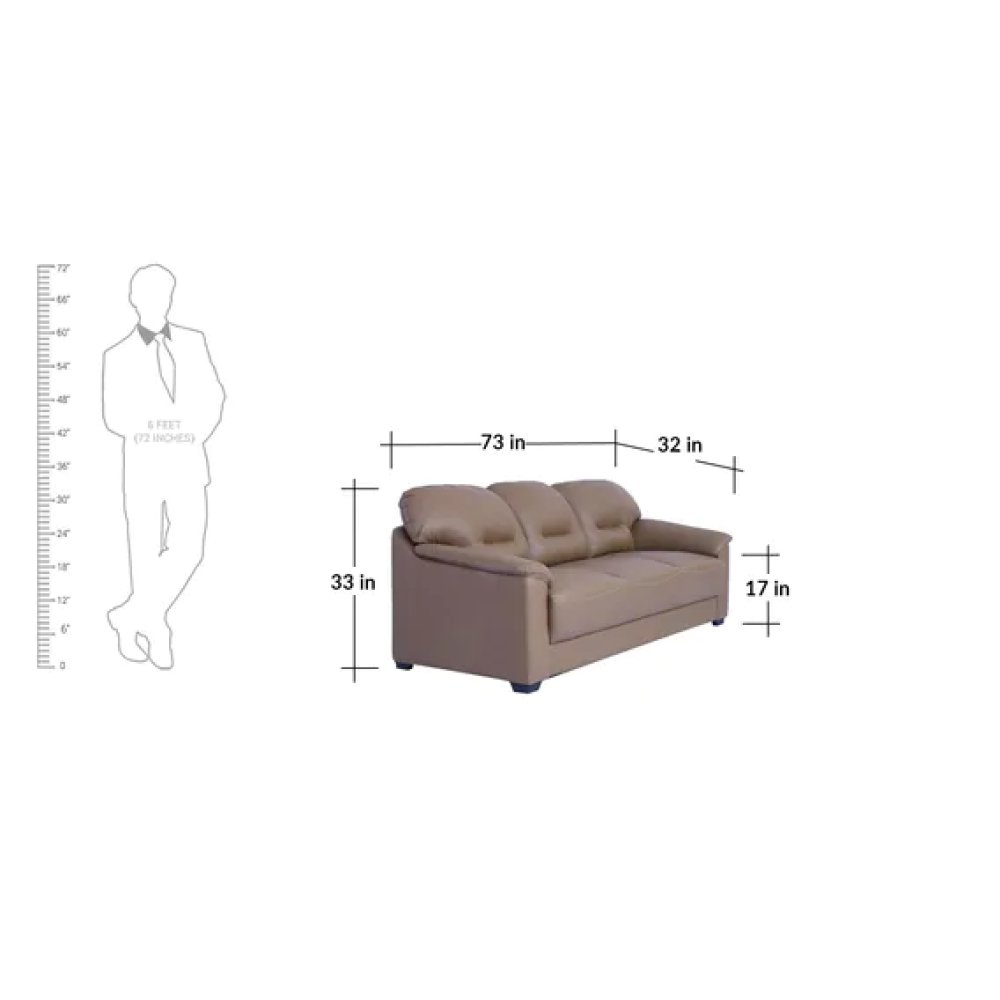 Croma Leatherette 3 Seater Sofa in Tan Brown Color image