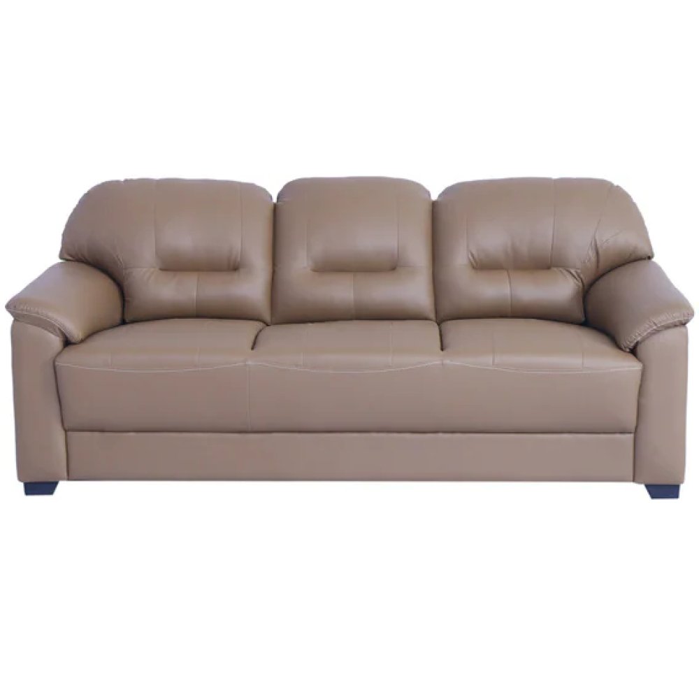 Croma Leatherette 3 Seater Sofa in Tan Brown Color image