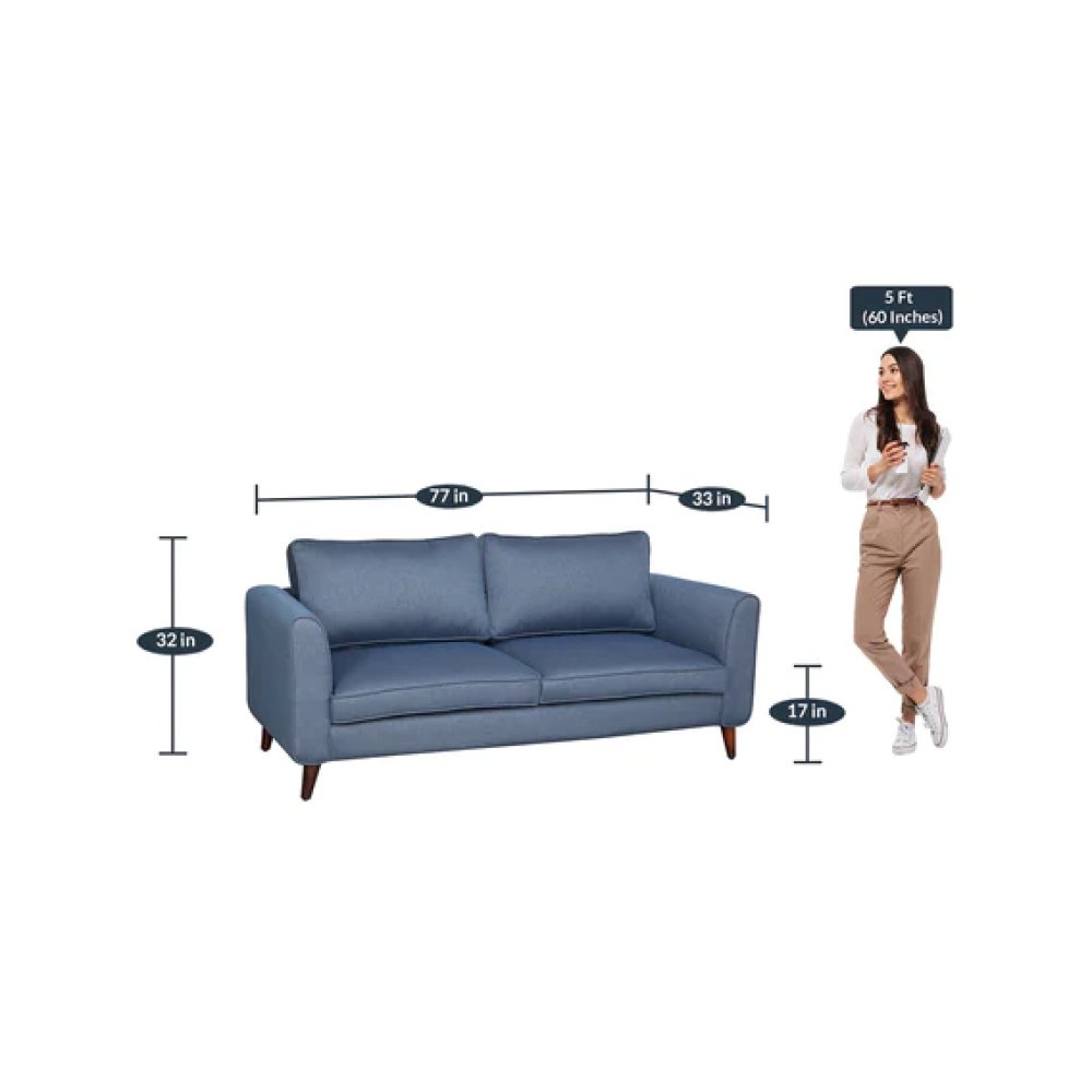 Valerie Fabric 3 Seater Sofa In Blue Color image