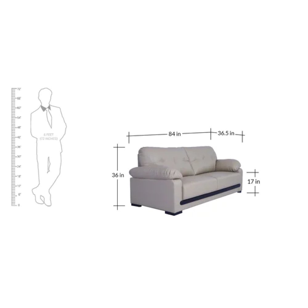 Montario Leatherette 3 Seater Sofa in Beige Colour image