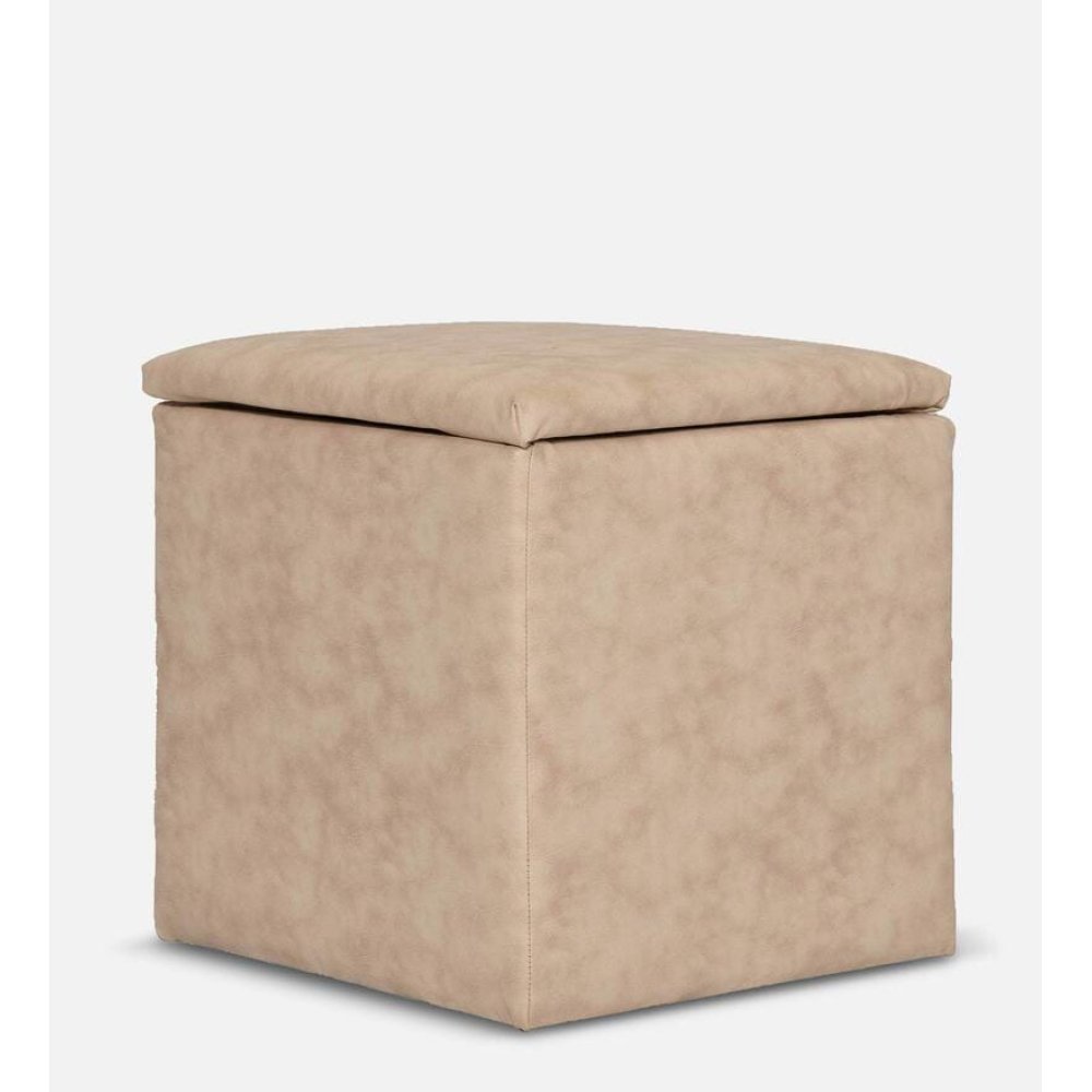 Avika Leatherette Ottoman in Beige in Color image