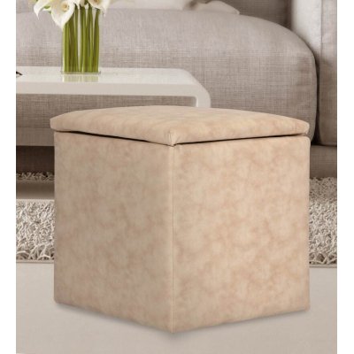 Avika Leatherette Ottoman in Beige in Color