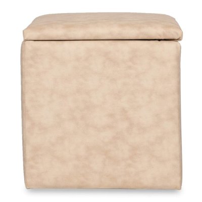 Avika Leatherette Ottoman in Beige in Color image