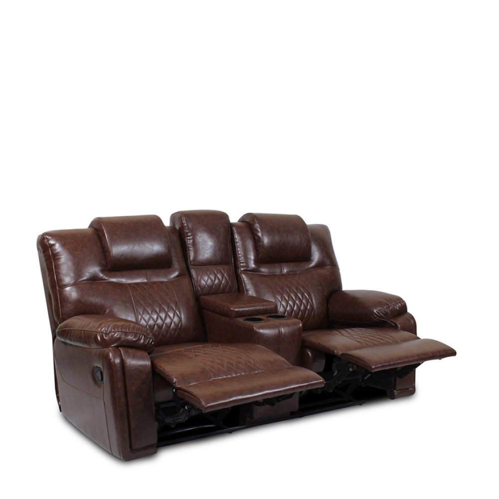 Alfrick Leatherette Manual 2 Seater Recliner in Brown Color image