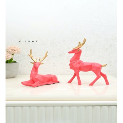 Artistic Deer Ferocia Pink Pair - Set of 2 