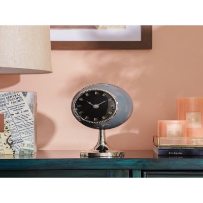 Circular Globe Clock with Dimgrey and Silver Finish