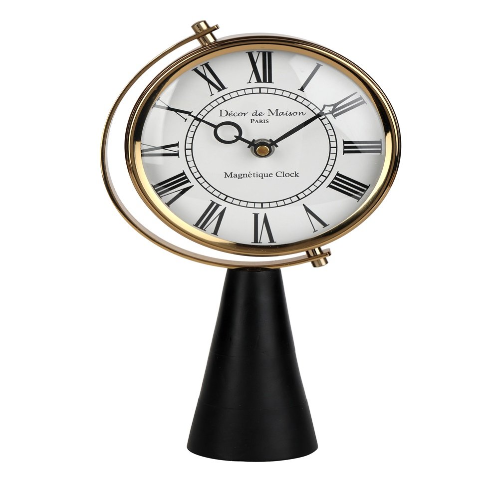 Black Wood's Pedestal Clock in Reflective Gold image