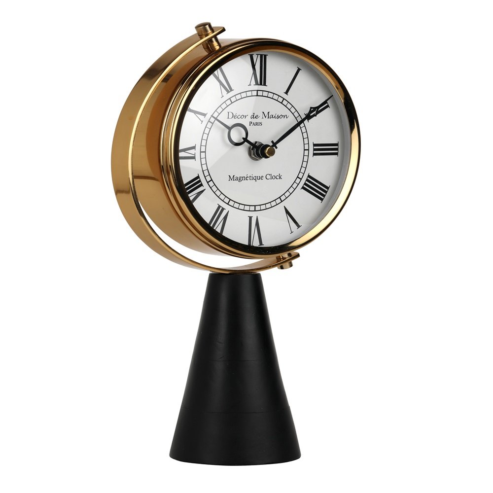 Black Wood's Pedestal Clock in Reflective Gold image