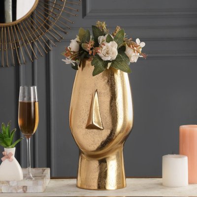 Flat Face Vase Gold