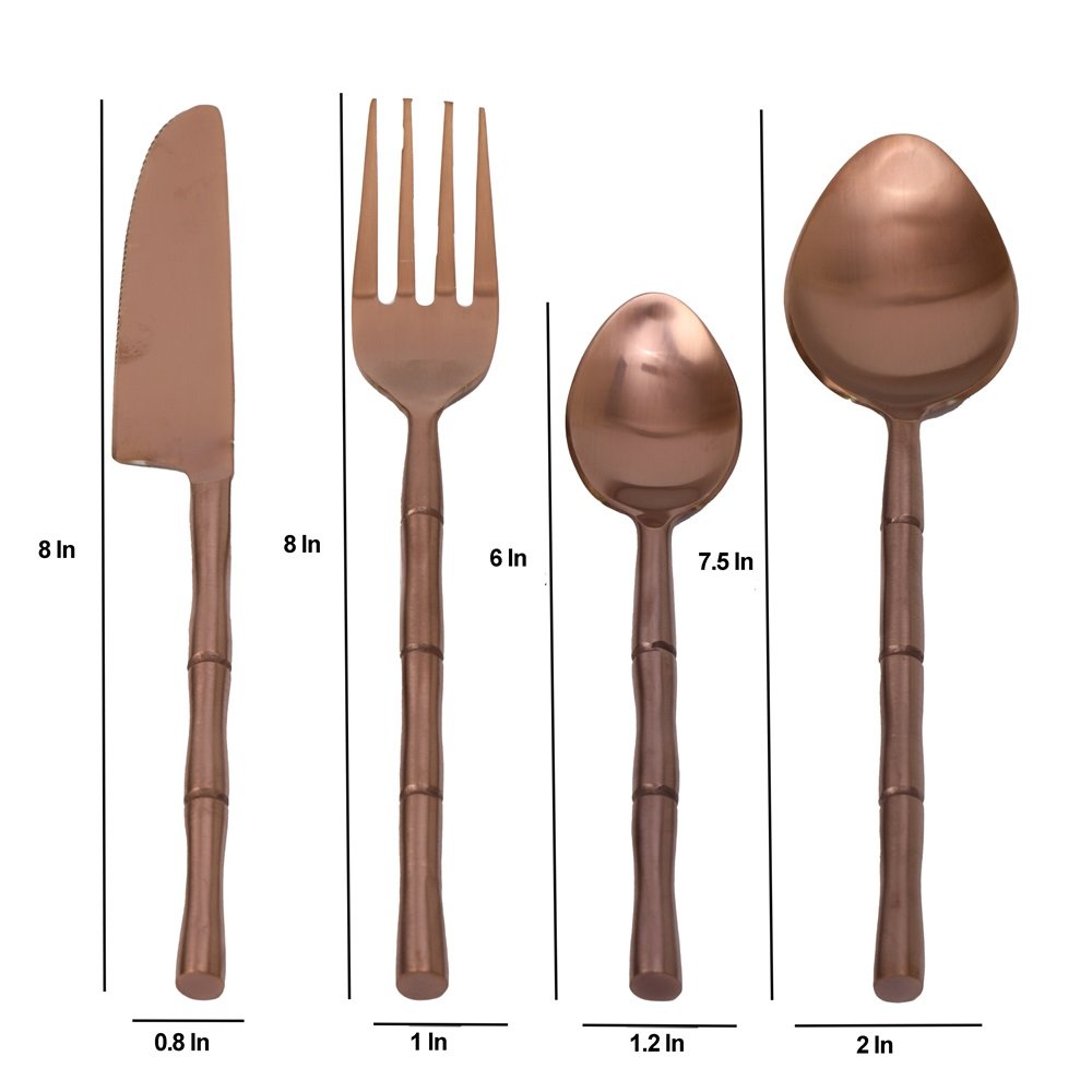 Bamboo Elegance Copper Cutlery Set of 16 image