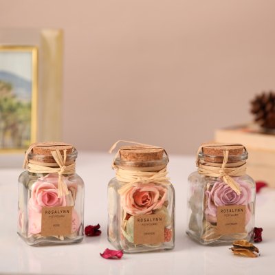 Lea Dried Floral Pastel Potpourri set of 3 (small)fusia rose, lilac lavender, peach belani 